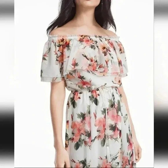 White House Black Market Off-the-Shoulder Floral Maxi Dress size S - Picture 2 of 16